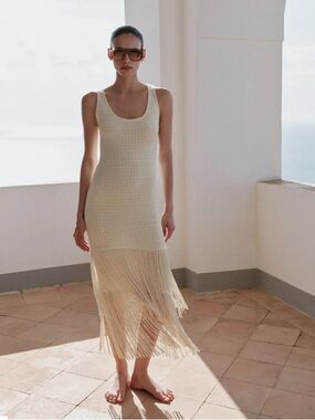 ZARA TEXTURED FRINGED DRESS